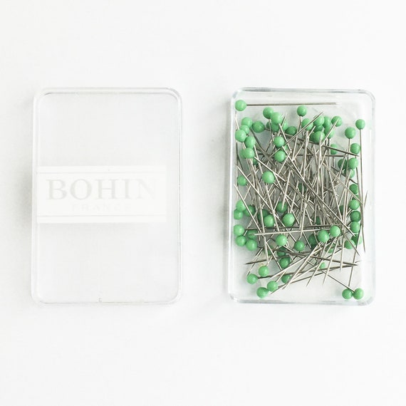 Bohin Glass Head Pins in NILE GREEN: Fine Sewing Pins With a Murano Glass  Head 