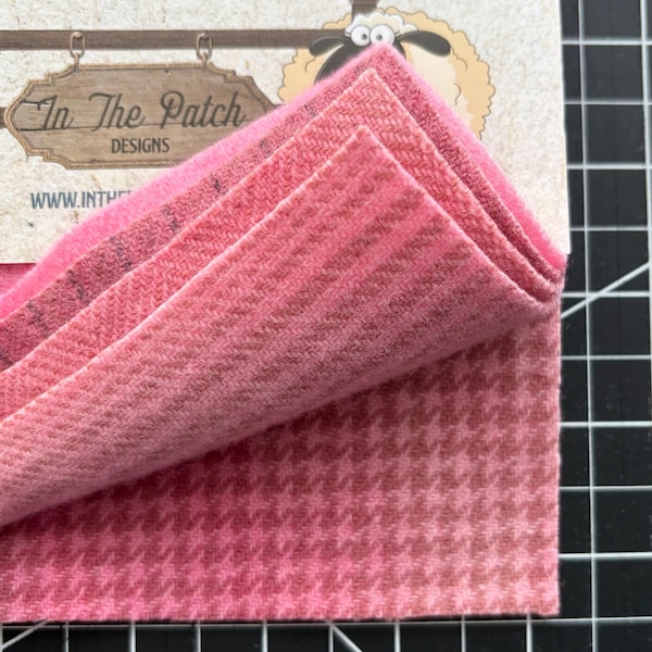 Wooly Charms Forever Pink 5" x 5" Wool Pieces