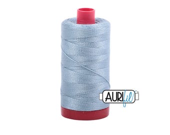 Aurifil 12wt Mako Light Blue: Large spool (356 yards) of COTTON thread.