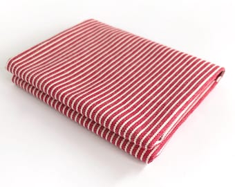 REMNANT Red Stripe Denim Fabric 16" x 21"