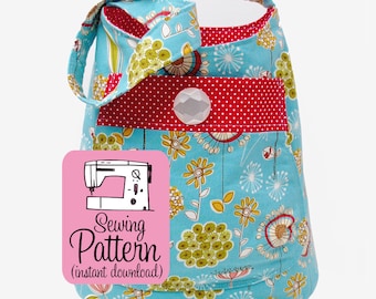 Bucket Bag PDF Sewing Pattern | Shoulder bag pattern to make a deep tote to use as a purse or project tote.