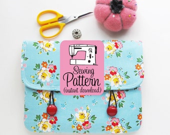 Envelope Clutch PDF Sewing Pattern: Easy beginner sewing project to make an envelope style clutch with interior pocket.