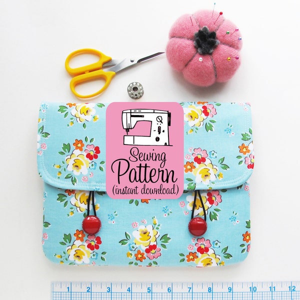 Envelope Clutch PDF Sewing Pattern: Easy beginner sewing project to make an envelope style clutch with interior pocket.