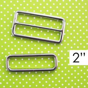 Adjustable Strap Hardware 2 Inch: Slider adjuster and rectangle ring to make a wide crossbody strap for large messenger or diaper bag. image 1