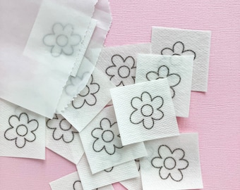Flower Stick and Stitch Patterns: Floral embroidery designs on wash away water soluble paper.