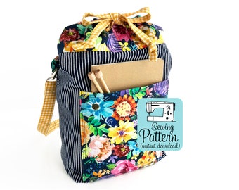 Crossbody Drawstring Project Bag PDF Sewing Pattern (Digital Delivery)