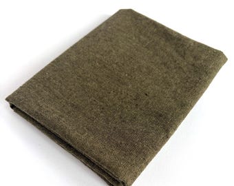 Essex Yarn Dyed in Army: FAT QUARTER of olive green cotton linen blend fabric.