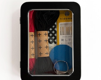 Visible Mending Kit: Black & Red Sashiko Thread, Repair Supplies