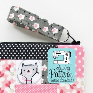 Fabric Zip Pull PDF Sewing Pattern Digital Delivery: Sew a short lanyard strap zip pull from quilting cotton fabric. image 1