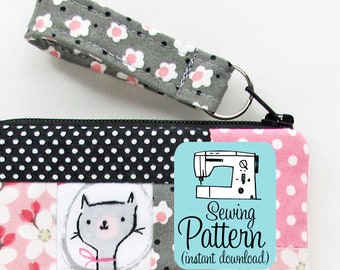 Fabric Zip Pull PDF Sewing Pattern (Digital Delivery): Sew a short lanyard strap zip pull from quilting cotton fabric.