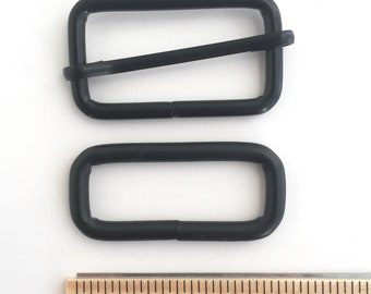 Adjustable Strap Hardware 1.5 Inch: Black wire form triglider and rectangle ring strap adjuster hardware set