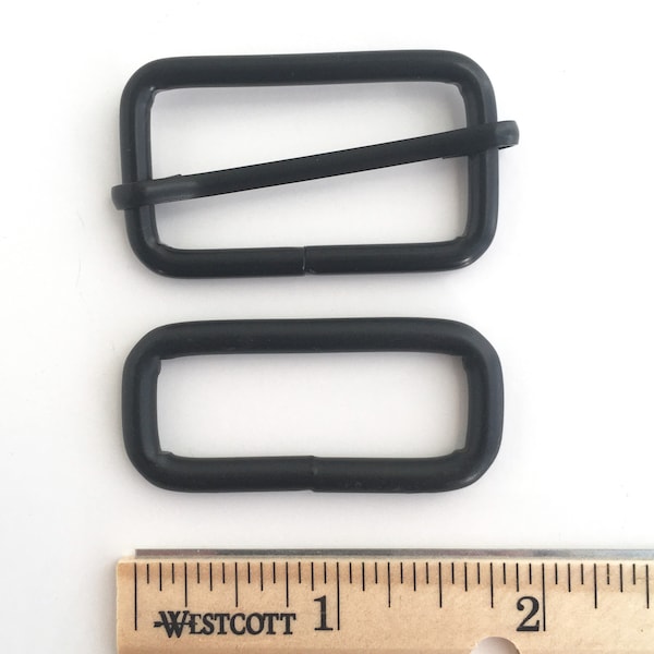 Adjustable Strap Hardware 1.5 Inch: Black wire form triglider and rectangle ring strap adjuster hardware set