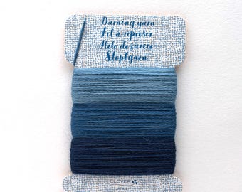 Denim Blue Darning Yarn: Clover wool blend mending thread.