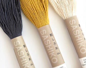 Sashiko Cotton Thread Set: Gold, Dark Grey, Off-White - Olympus 22 Yards