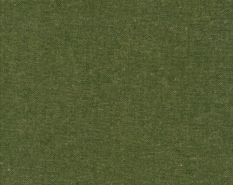 Essex Linen Yarn Dyed ARMY: Khaki green cotton linen blend woven fabric by the HALF YARD.