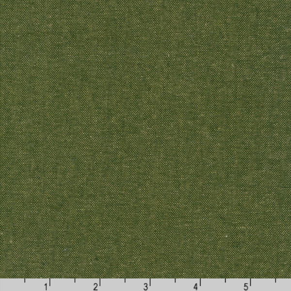 Essex Linen Yarn Dyed ARMY: Khaki green cotton linen blend woven fabric by the HALF YARD.