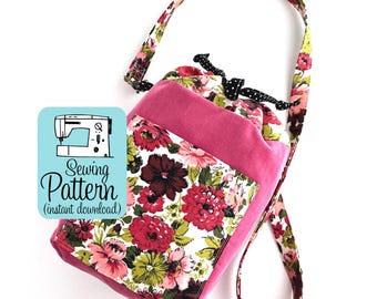 Crossbody Drawstring Project Bag PDF Sewing Pattern (Digital Delivery)