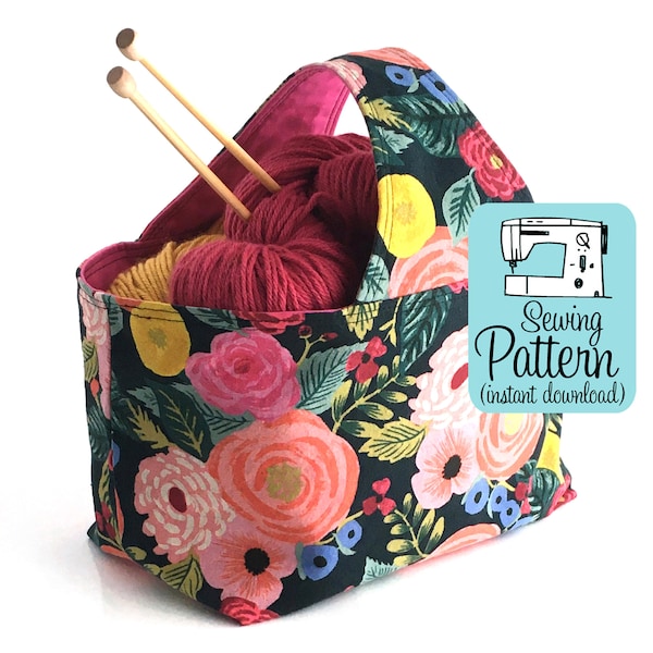 Basket Bags PDF Sewing Pattern (Digital Delivery): Make soft structure fabric storage and carrying bags in three sizes.