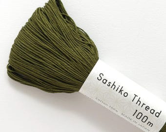 Green Sashiko Thread: Olympus cotton mending thread in HOLLY GREEN (color #138)
