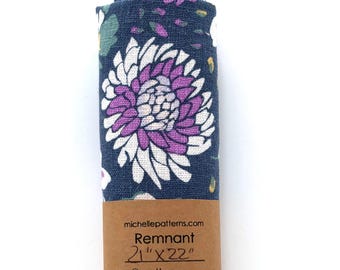 Floral Linen Fabric REMNANT