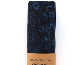 Blue Batik Floral Fabric REMNANT