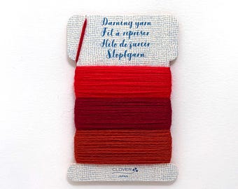 Red Darning Yarn: Clover wool blend mending thread.