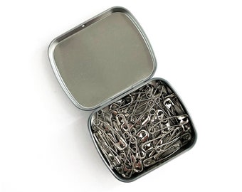 Curved Safety Pins in Storage Tin: Size 1 quilt basting pins from Dritz