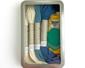 Visible Mending Kit No. 4: Supplies for mending jeans or other clothing.