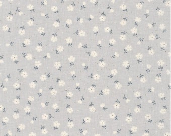 Gray Floral Fabric: Small scale print quilting cotton fabric by the HALF YARD.