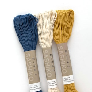 Sashiko Cotton Thread Set: Gold, Off-White, Cobalt