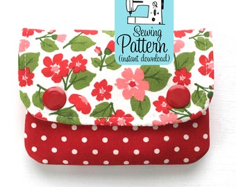 Two Pocket Wallet PDF Sewing Pattern (Digital Delivery): Beginner friendly sewing tutorial to make a mini wallet with two pockets.