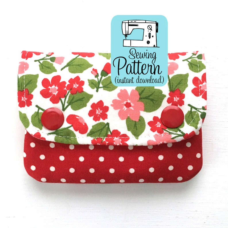 Two Pocket Wallet PDF Sewing Pattern Digital Delivery: Beginner friendly sewing tutorial to make a mini wallet with two pockets. image 1