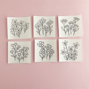 Stick and Stitch Wildflower Embroidery Patterns: 6 pre-printed floral designs on water soluble adhesive paper. image 3