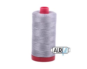 Aurifil 12wt Mako Grey: Large spool (356 yards) of COTTON thread.