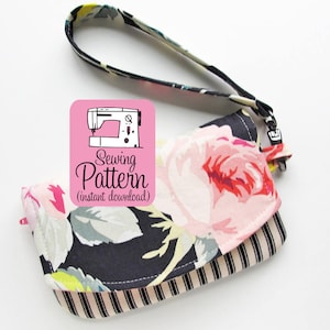 Zip Pocket Pouch Wristlet PDF Sewing Pattern: Intermediate sewing project to make a small or large wristlet with two pockets.