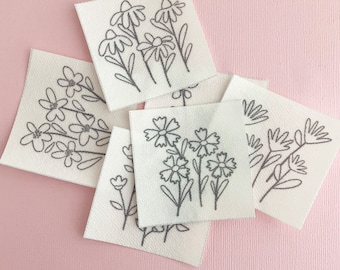 Stick and Stitch Wildflower Embroidery Patterns: (6) floral designs on water soluble adhesive paper.