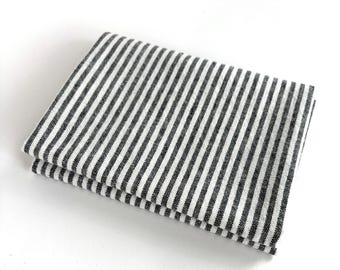 Essex Stripe in Indigo: FAT QUARTER of cotton linen blend sewing fabric.