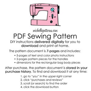Grocery Bag Sewing Pattern PDF: Reversible Market Tote, 3 Sizes ...