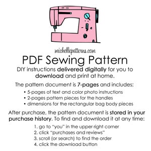 Grocery Bag PDF Sewing Pattern Digital Delivery: Beginner friendly sewing project to make a market tote bag in three sizes. image 2