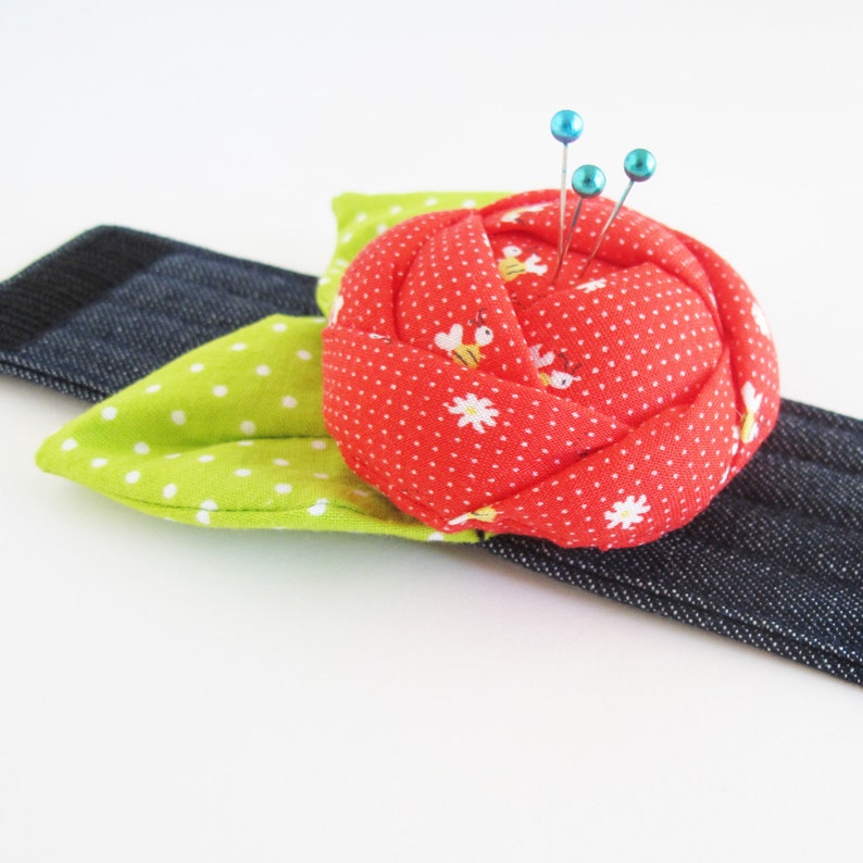 Rose Pincushion Cuff PDF Sewing Pattern Digital Delivery: Instructions to make a bracelet pin cushion to wear while you sew. image 4