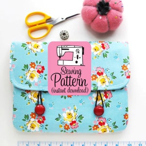 Envelope Clutch PDF Sewing Pattern: Easy beginner sewing project to make a large pouch with interior pocket.