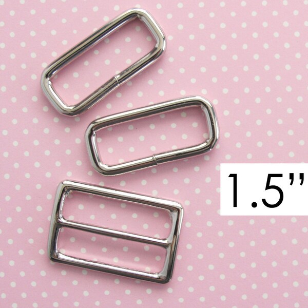 Adjustable Strap Bag Hardware 1.5 Inch Wide: One triglide slider and two rectangle rings for messenger cross body or diaper bags.