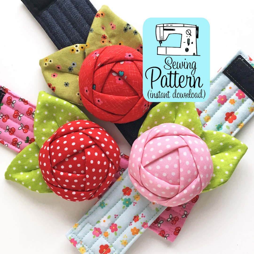 Arm Pin Cushion Wrist Pin Cushion Floral Vintage Sewing Machine Pin Cushion  For Sewing Accessories Craftsred Black Green 3 Pieces