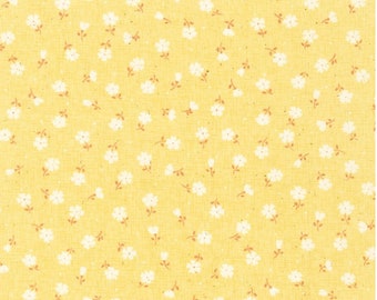 Yellow Floral Fabric: Small scale print quilting cotton fabric by the HALF YARD.