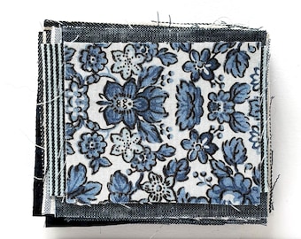 Blue Fabric Pieces: SMALL scraps for patchwork or visible mending.