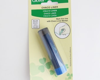 Chalk Fabric Marker: Clover Chaco Liner blue chalk pen for sewing and crafts.
