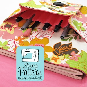 Idea Pouch PDF Sewing Pattern Digital Delivery: Sew a large two pocket pouch using this intermediate level sewing project tutorial. image 1