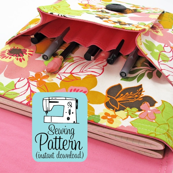 Idea Pouch PDF Sewing Pattern (Digital Delivery): Sew a large two pocket pouch using this intermediate level sewing project tutorial.