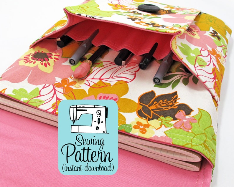 Idea Pouch PDF Sewing Pattern Digital Delivery: Sew a large two pocket pouch using this intermediate level sewing project tutorial. image 1