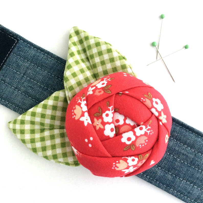 Rose Pincushion Cuff PDF Sewing Pattern Digital Delivery: Instructions to make a bracelet pin cushion to wear while you sew. image 10
